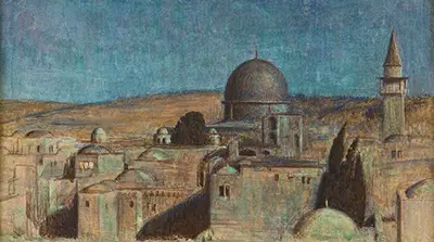 The Holy City - The Mosque As Sakhra by Moonlight William Holman Hunt